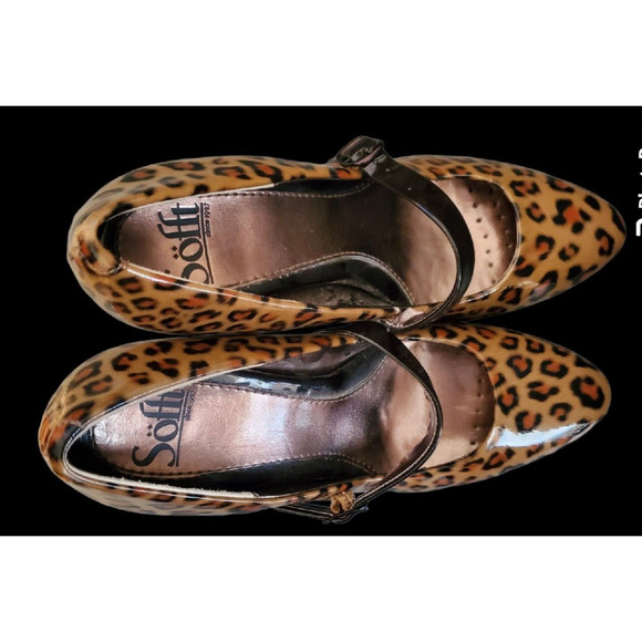 Sofft Leopard Print Patent Leather Mary Jane Heels Pumps Dress Shoes Sz 7M - Picture 2 of 6